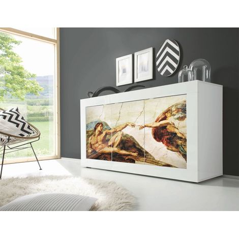 Madia Michelangelo Linea Fancy finitura Bianco lucido con Serigrafia (1/3)