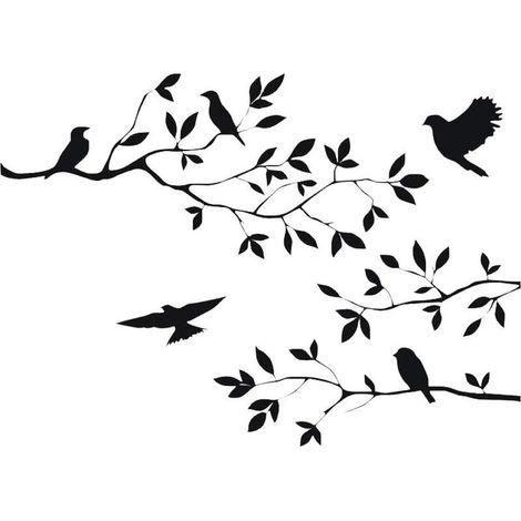 Removable Vinyl Wall Decals for Kids Room Decor, Tree Branches, Black, 22" x 14" (1/5)