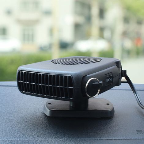 Chauffage voiture portable 360° rotatif ventilateur 2-en-1 chauffage et refroidissement désembueur dégivreur pour voitures noir 24V (1/5)