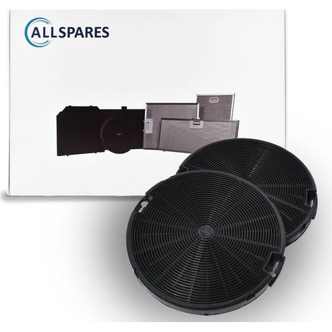 Filtro a carbone AllSpares (2 pz.) per cappe aspiranti compatibili con Ikea NYTTIG FIL 400 / Electrolux Zanussi EFF75 / ETNA ATAG 724648 / ACC93 e Faber 112.0067.942 (Ø153mm)