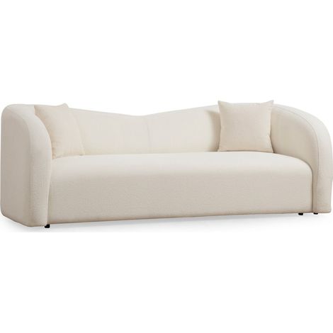 Canapé arrondi 3 places en tissu bouclé beige - Miro