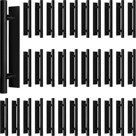 Poignées de tiroir adhésives, lot 30, en plastique noir, 15 cm (1/5)