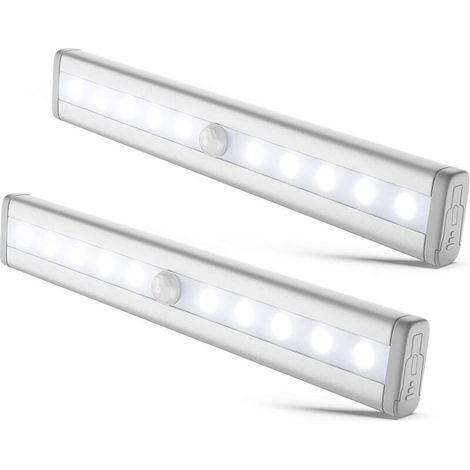 I Réglette LED I lot de 2 veilleuses LED avec détecteur de mouvement I auto-adhésif I alimentation par piles I aluminium (1/5)