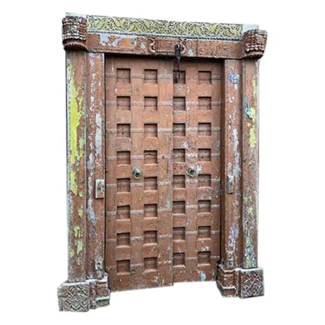 Puerta Antigua Teca 153X20X210 Pieza Unica Tallado