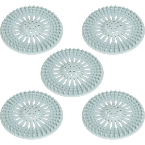 Cache-cheveux en silicone durable pour bonde de douche, facile à installer et à nettoyer, convient pour baignoire et salle de bain (bleu).