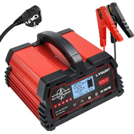 Caricabatterie, funzione di riparazione a impulsi, ricarica multilivello, 20A - rosso, spina UE 220V-240V (1/2)