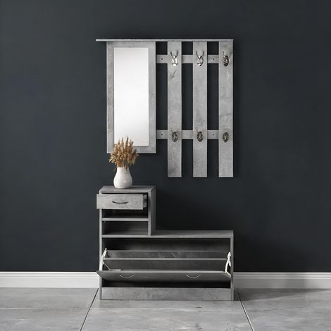 Console grigio cemento en legno truciolare 90 x 24 x 177 cm (1/5)