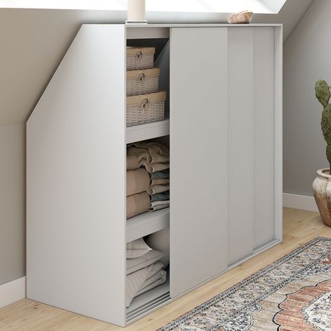 TOMI 130 x 50 x 70/110 cm blanco Armario corredero de 3 puertas con 3 niveles