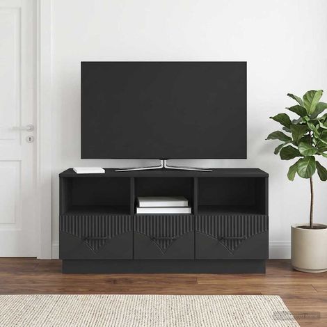 vidaXL Meuble TV avec tiroir Noir 102 x 34,5 x 47 cm Bois d'ingénierie (1/5)