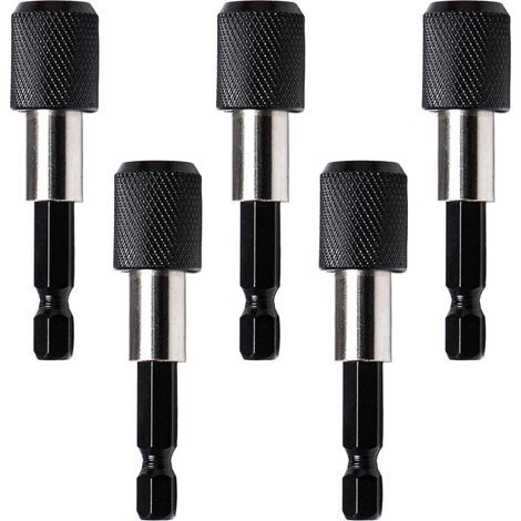 CSPARKV (Noir)5 Pièces Porte Embout Visseuse Aimanté Porte-Embout Magnetique 60mm Porte Embout Visseuse a Choc Porte Embout à Hex Tige pour Dégagement Rapide de Foret et Tournevis (1/5)