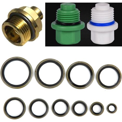 Kit de 180 joints et rondelles pour vis de vidange d'huile M6-M24 avec bague d'étanchéité collée (1/5)