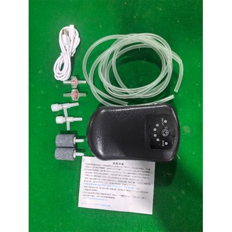Pompe à air pour aquarium, 80/120 GPH, pompe à oxygène portable rechargeable avec sortie simple/double, débit d'air réglable, aérateur silencieux pour aquarium, idéal en cas de panne de courant ou pou