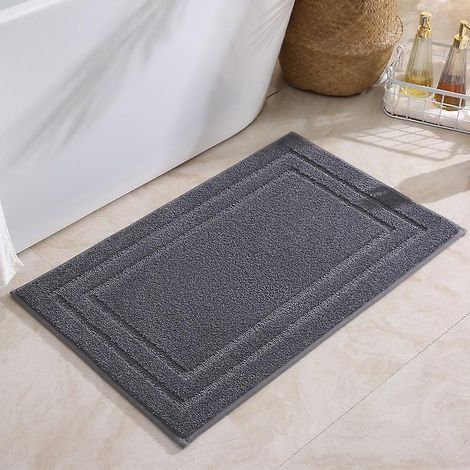 lot De 2 Tapis De Bain En  Coton - Tapis Salle Bain - Lavable En Machine (40 X 60 Cm) (gris) (1/4)