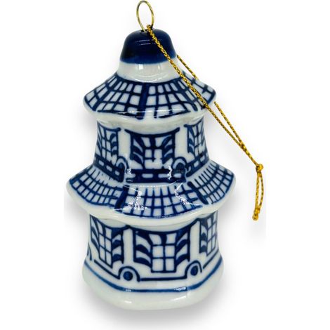 Mini suspension de Noël en porcelaine bleue et blanche pour décoration de sapins 8 x 5 cm - PANGIVO