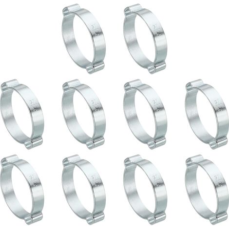 Collier de Serrage Double Oreille O Clips 37-40mm Ton Argent 10pcs (1/5)