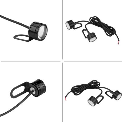 2 pièces Feux de Brouillard LED Universels pour Moto, Rétroviseur de Guidon avec Éclairage DRL Blanc (1/5)