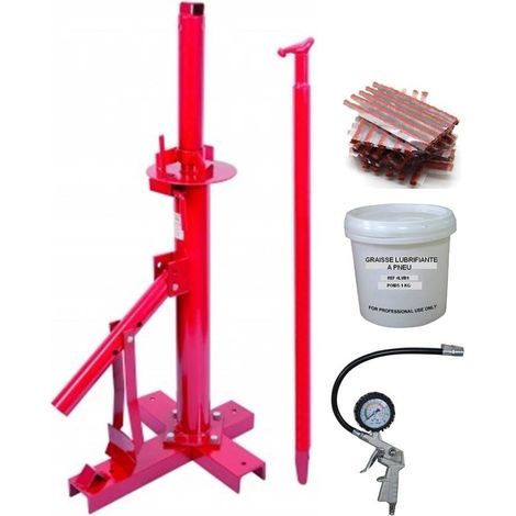 Démonte Pneu manuel Auto 13 à 21" + 1 Pistolet de Gonflage + 60 Mèches Pneu + Graisse 1kg