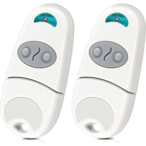 Telecommande Porte de Garage, Telecommande Portail, 2 Canaux, 433,92 MHz, Compatible avec 433MHz Telecommande EV, NA, EE, Lot de 2- Blanc (1/4)