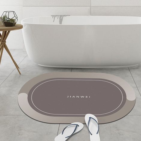 Absorbent printed colored soft diatomaceous earth floor mat, non-slip, quick-drying, suitable for bathrooms, toilets, and home use - Warm brown - 6090CM