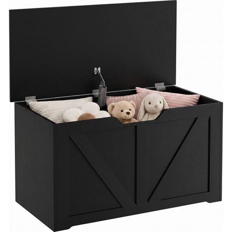 HOMCOM Storage Trunk for Living Room, with Safety Hinge, 80cm, Black (1/5)