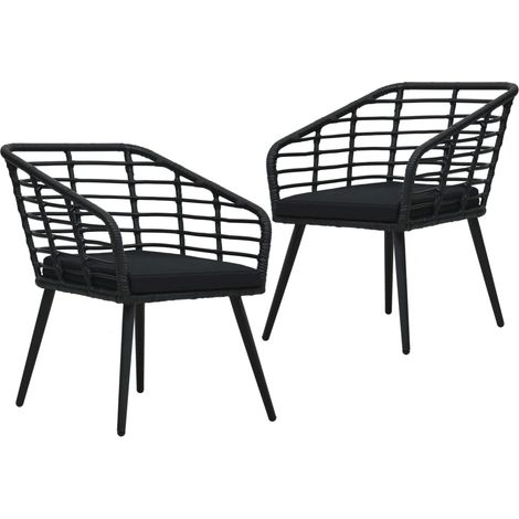 vidaXL Sedie da Giardino con Cuscini 2 pz in Polyrattan Nere (1/5)