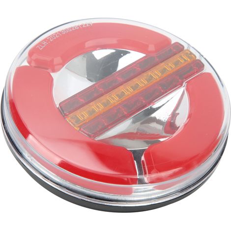 Feu arrière de remorque à LED 12 à 24 V, rond, chromé, étanche IP67, 3000 K, boîtier rouge transparent, pour camion, bateau ou yacht (1/5)