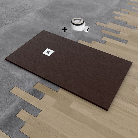Receveur de douche DELUXE extra-plat 100x110 cm Marron (1/4)