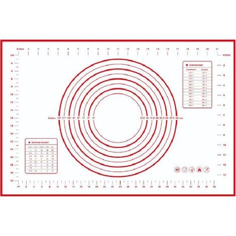 Tapis en silicone patisserie tapis de cuisson en silicone antiadhésif tapis de pâte rouge, dimensions 60 x 40 cm tapis de cuisson en silicone pour pâtisserie, pizza et biscuits (1/5)