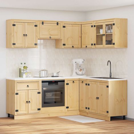 Cabinet SKI 8 pcs Honey Brown Solid Pine Wood vidaXL (1/5)