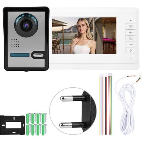 Visiophone LCD 7 pouces, moniteur de caméra d'interphone de sonnette, système de sécurité domestique, 110-240 V (UE) (1/5)