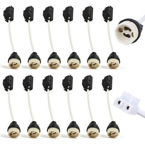Lot de 12 douilles GU10 avec câble d'alimentation et embouts de câble, protection incendie GU10, culot en céramique GU10, douille LED pour spots LED et lampes halogènes GU10 (1/5)