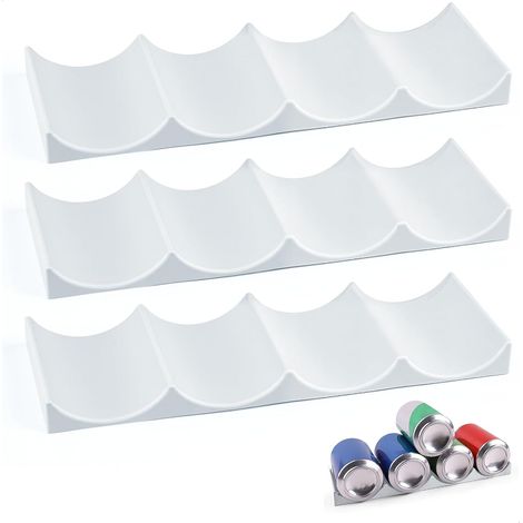 3 universelle Kühlschrankablagen – Grau – Dosen-/Flaschenhalter – für Kühlschrank, Weinregal oder Küche