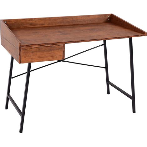 Mesa escritorio para ordenador de oficina con cajón de almacenamiento 98x114x60cm MDF marrón BUR04108