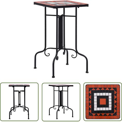 The Living Store Table de bistro mosaïque Terre cuite et blanc Céramique - Table Basse Extérieure - Table Mosaïque - Table Jardinière - Décoration Extérieur - Mobilier De Jardin (1/5)