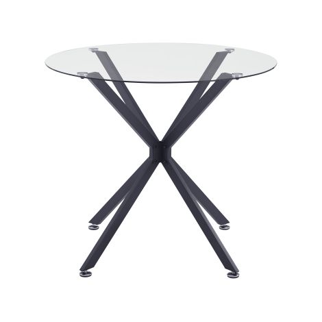 Tavolo da pranzo rotondo da 90 cm in vetro temperato, adatto per 1-4 persone, tavolo da cucina salvaspazio, dotato di robuste gambe in metallo, adatto per sale da pranzo e soggiorni, nero