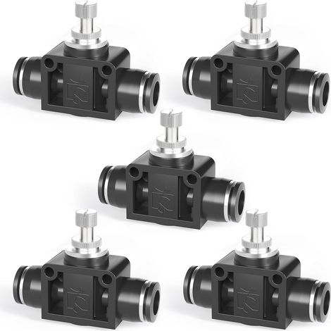 Vanne de régulation de débit d'air à tube de 4 mm de diamètre extérieur avec raccord instantané, régulateur de vitesse en ligne Union droite SCF-4 (paquet de 5) (1/5)