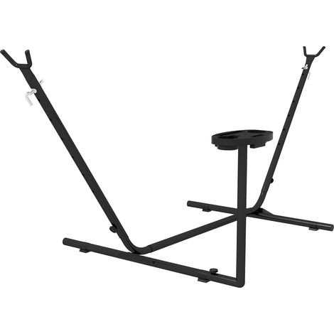Hängemattengestell, Hängemattenständer Mit Seitlicher Ablage, Ständer Für Hängematte, Bis 150 Kg Belastbar, Stahl, Schwarz