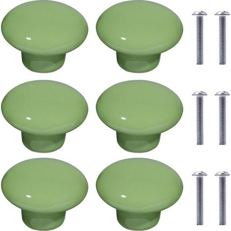 6Pcs Boutons de Meuble en Céramique Boutons de Tiroir de Placard en Céramique en Forme de Ronds Poignées pour Armoires de Cuisine de Bibliothèque (Vert) (1/4)