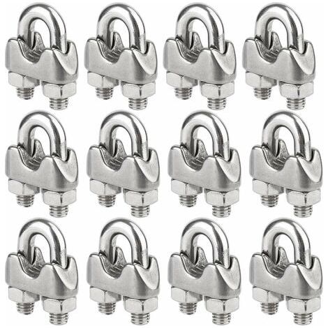 Confezione da 12 morsetti per cavi in acciaio inox per cavi da 5 mm di diametro (M5) (1/5)