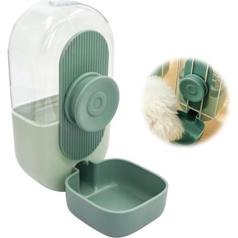 Distributeur Eau Chien Chat Automatique Mangeoire - Abreuvoir Suspendu pour Animaux de Compagnie, Seau Transparent de 0,8L, Adapté aux Animal de Petite, Moyenne Taille, 20 15 10cm, Vert Menthe (1/5)