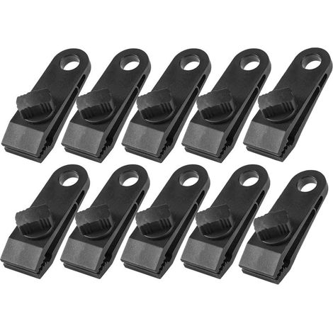 Lot de 10 Pinces pour Bache en Forme d Hippopotame Attache Bache Piscine Rotative en Nylon Noir Clip de Fixation Amovible pour Tente de Camping Auvent Pince Nappe Exterieur et Pince Rideau (1/5)