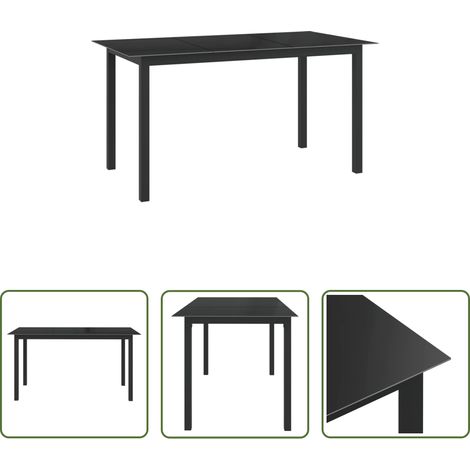 Table extérieure - Table de jardin Noir 150x90x74 cm Aluminium et verre (1/5)