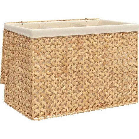 Panier à linge à trois compartiments, 75 x 42,5 x 52 cm, jacinthe d'eau (1/5)