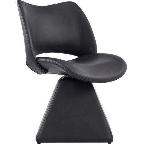 Chaise pivotante Comfort noire, dossier haut moderne en similicuir, idéale pour la salle à manger, le bureau à domicile et l’espace de vie (1/5)