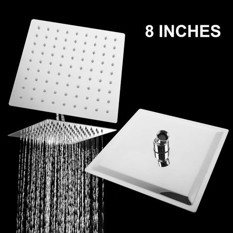 Square Shower Head Overhead Fixed Rain Showerhead with Adjustable Angle 8 Inch Shower Head Easy Installation (1/5)