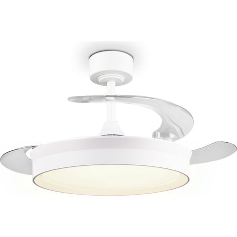 Plafonnier led ventilateur 30w 3500lm cct 2700 6500k reglable hauteur 106cm blanc ip20 - trio kerava (1/4)