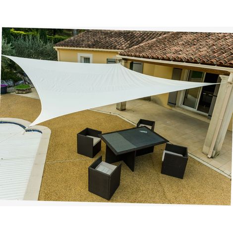 Werka Pro – Voile d'ombrage crème 3 x 4m – Polyéthylène tressé anti-UV – Angles renforcés avec anneaux en acier chromé – Protection efficace contre les rayons UV - PRO 3 X