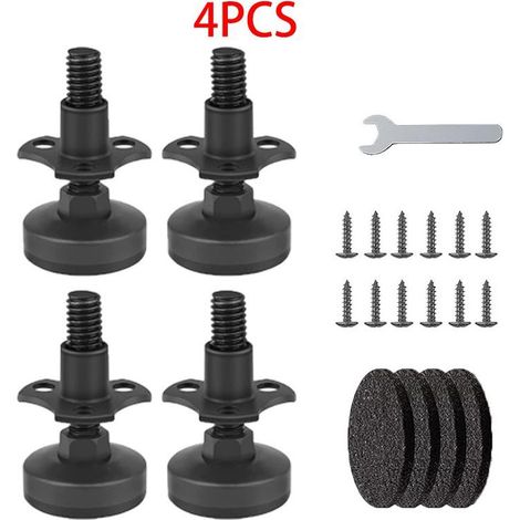 Kit 4 Pieds de Nivellement pour Meubles Filetage 3/8”-16, Écrou en T et Patins Robustes, Support Jusqu’à 600 Kg, pour Tables, Armoires et Établis, Protection du Sol Intérieur (1/5)