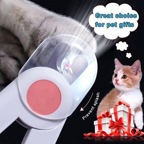 Coupe-ongles pour animaux avec lumière LED, protection anti-coupure, pour chiens, chats, lapins et cochons d'Inde de petite et moyenne taille. Outil de coupe rose. (1/3)