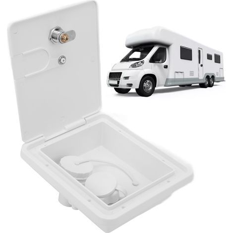Écoutille d'eau RV Gravity avec serrure, entrée 1/2 pouce et connecteur tour 1-1/4 pouce pour remorque (1/5)